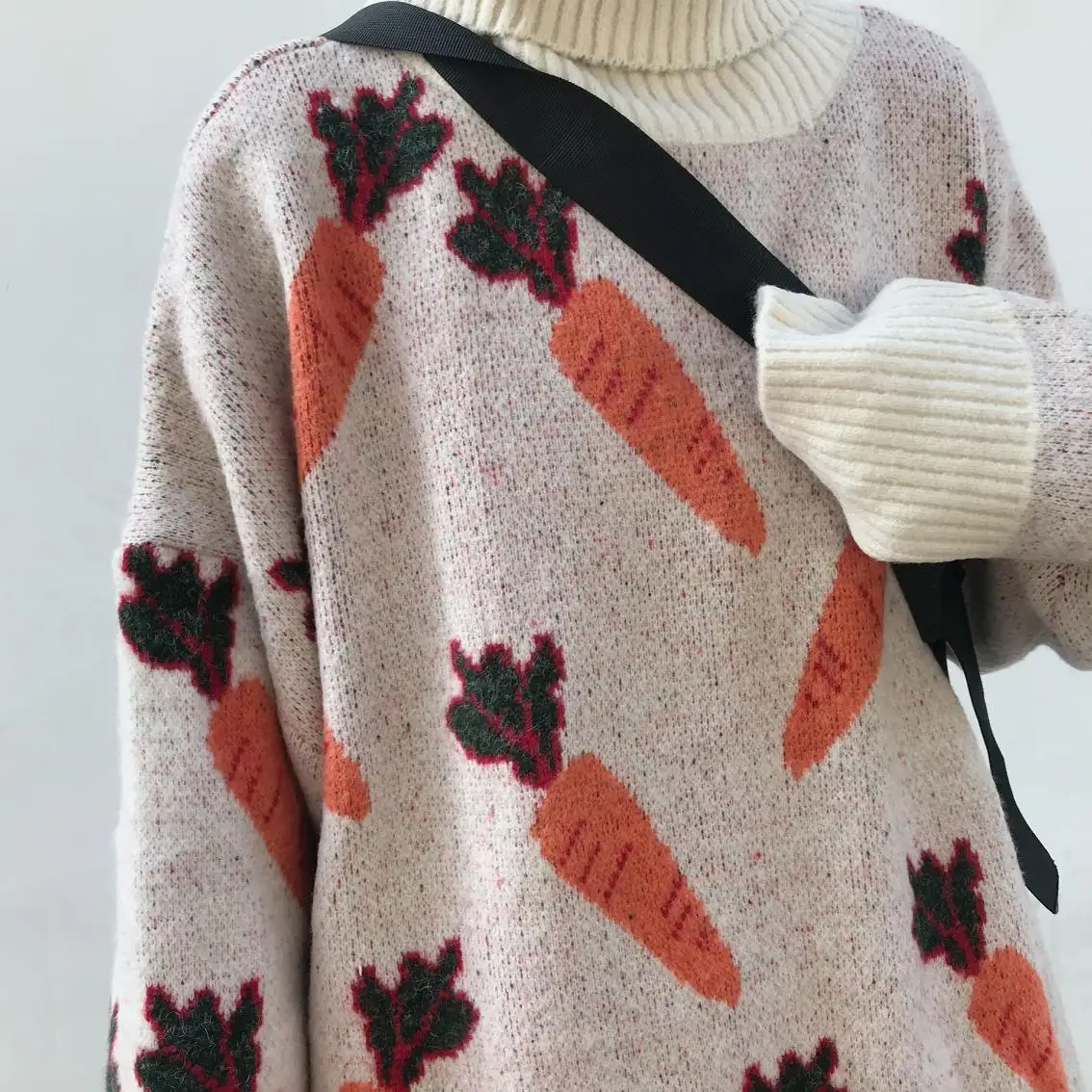 

Fashion new loose Korean students lazy casual autumn and winter jacket thick turtleneck sweater