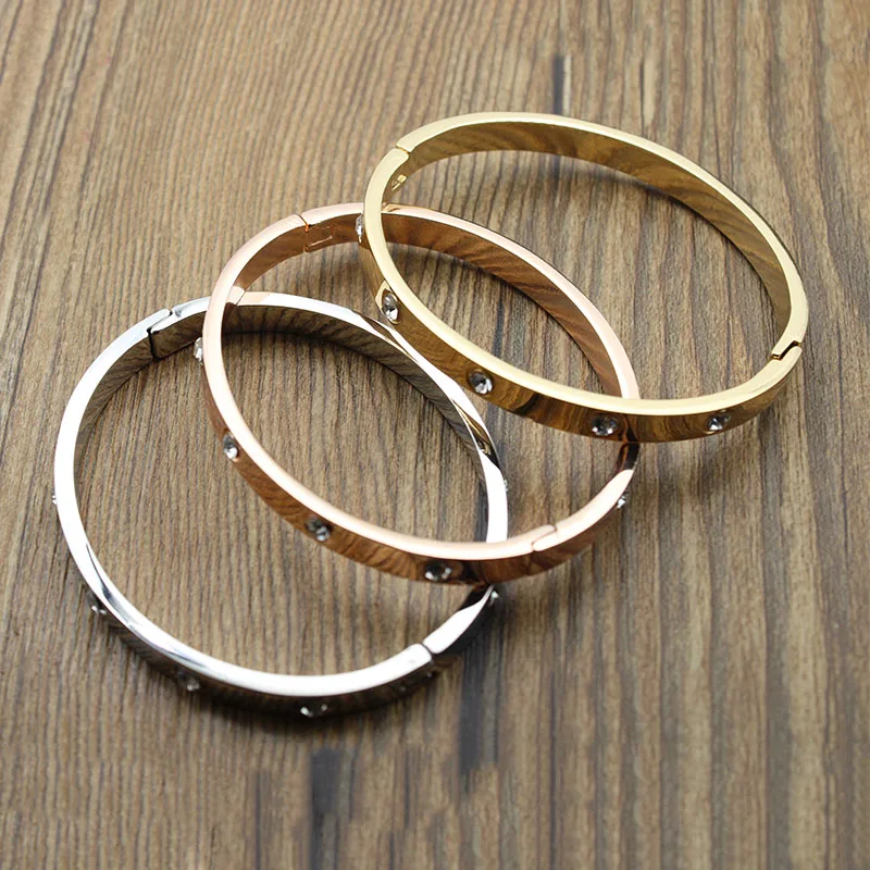 Женский Браслет-манжета из нержавеющей стали с кристаллами CZ | Украшения и