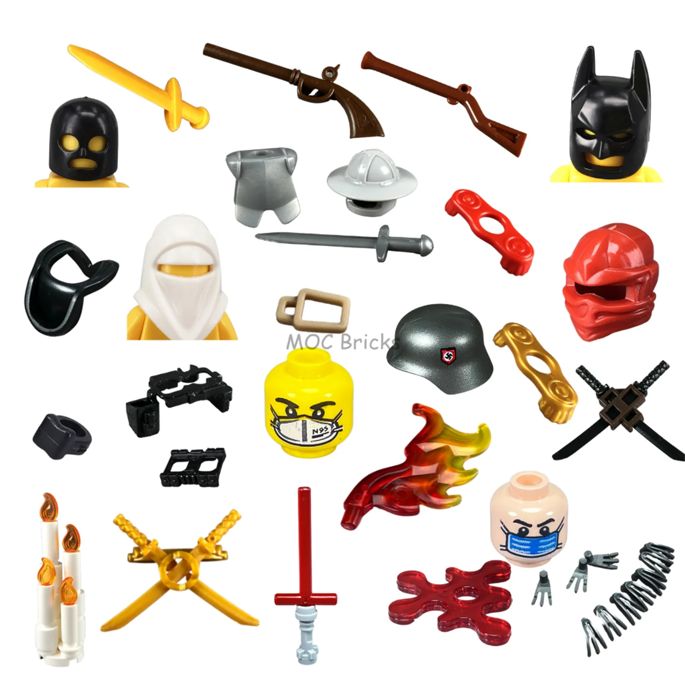 Кубики MOC оружие разбойник шлем пиратский флонтлок меч маска воина фигурки