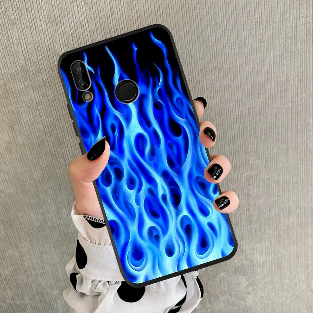 Мягкий ТПУ чехол накладка с рисунком красного и зеленого пламени для Huawei P40 Lite Pro 20