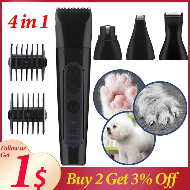 Dog Nail Grinder Hair Clipper USB Rechargeable Grooming Clippers Cutter for Trimming Pet Paws Electric Trimmer | Дом и сад