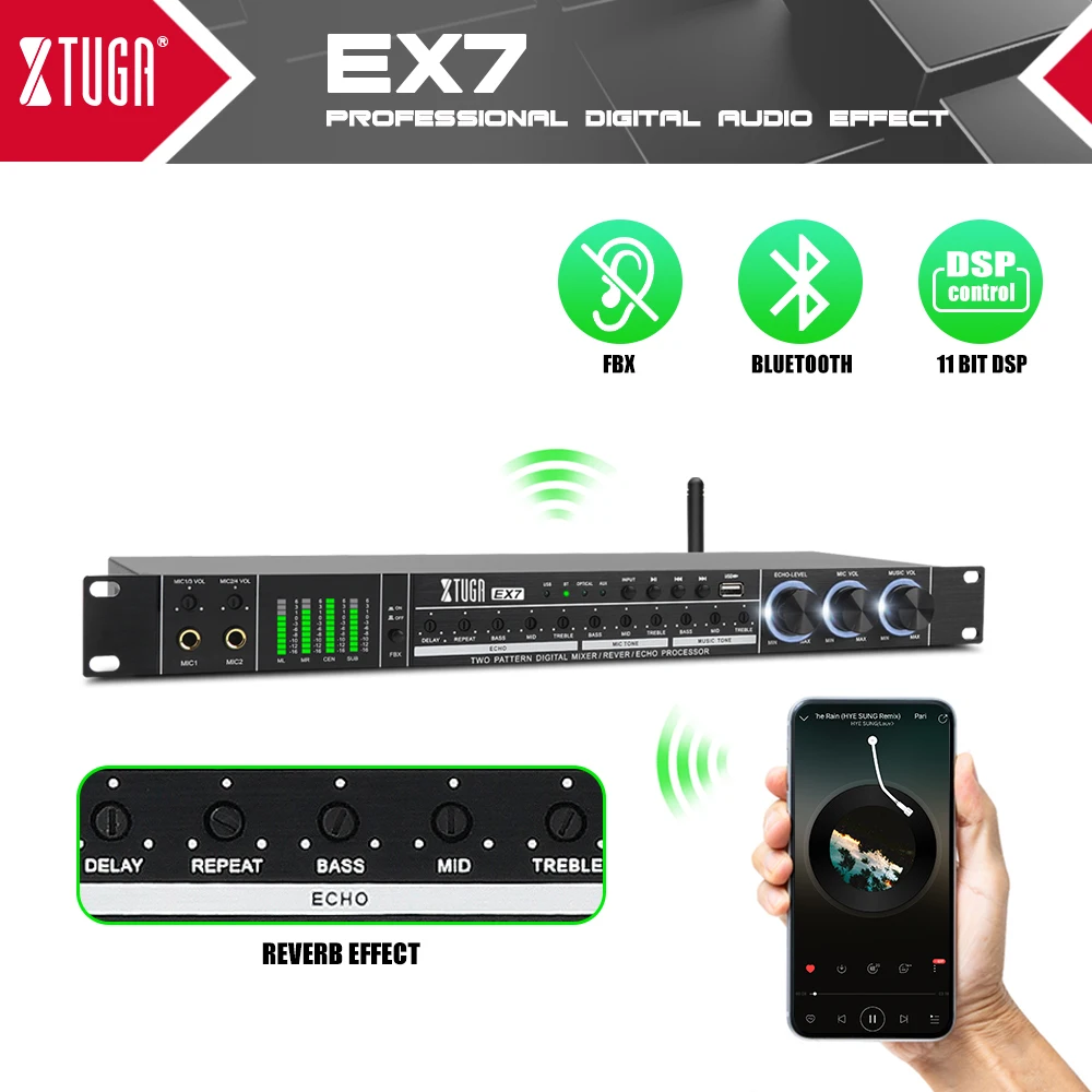 XTUGA 11 бит DSP аудио цифровой процессор с Bluetooth профессиональный эффект KTV
