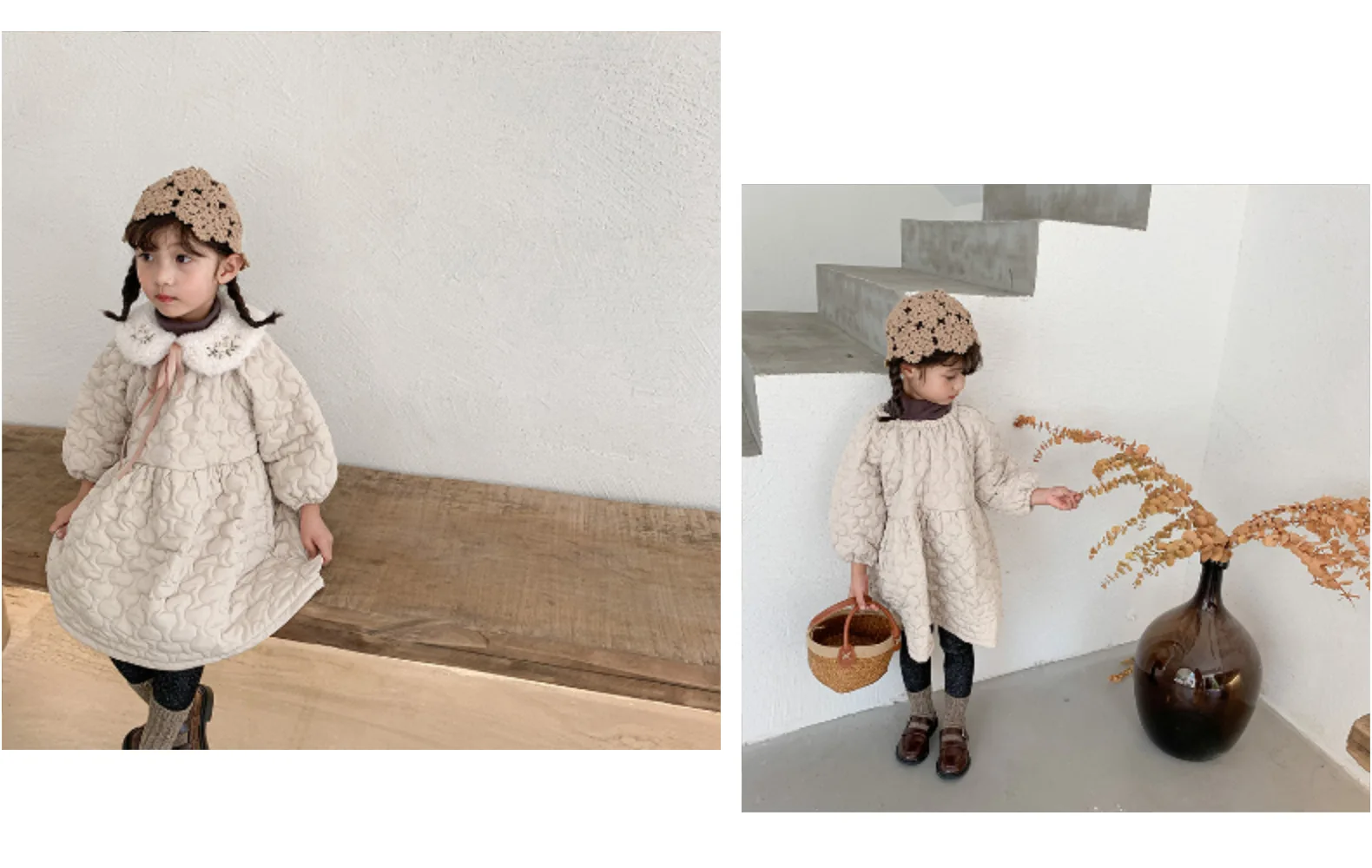 

Children Clothing 2020 New Autumn and Winter Girls Dress ChildrenLong Sleeve Solid Color Cotton Casual Round Neck Princess Dress