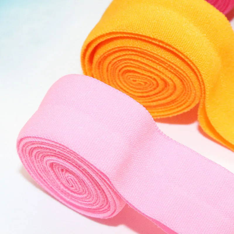 10 15 20mm colorful Solid matt plain FOE Fold Over Elastic 100M/lot 126colors |