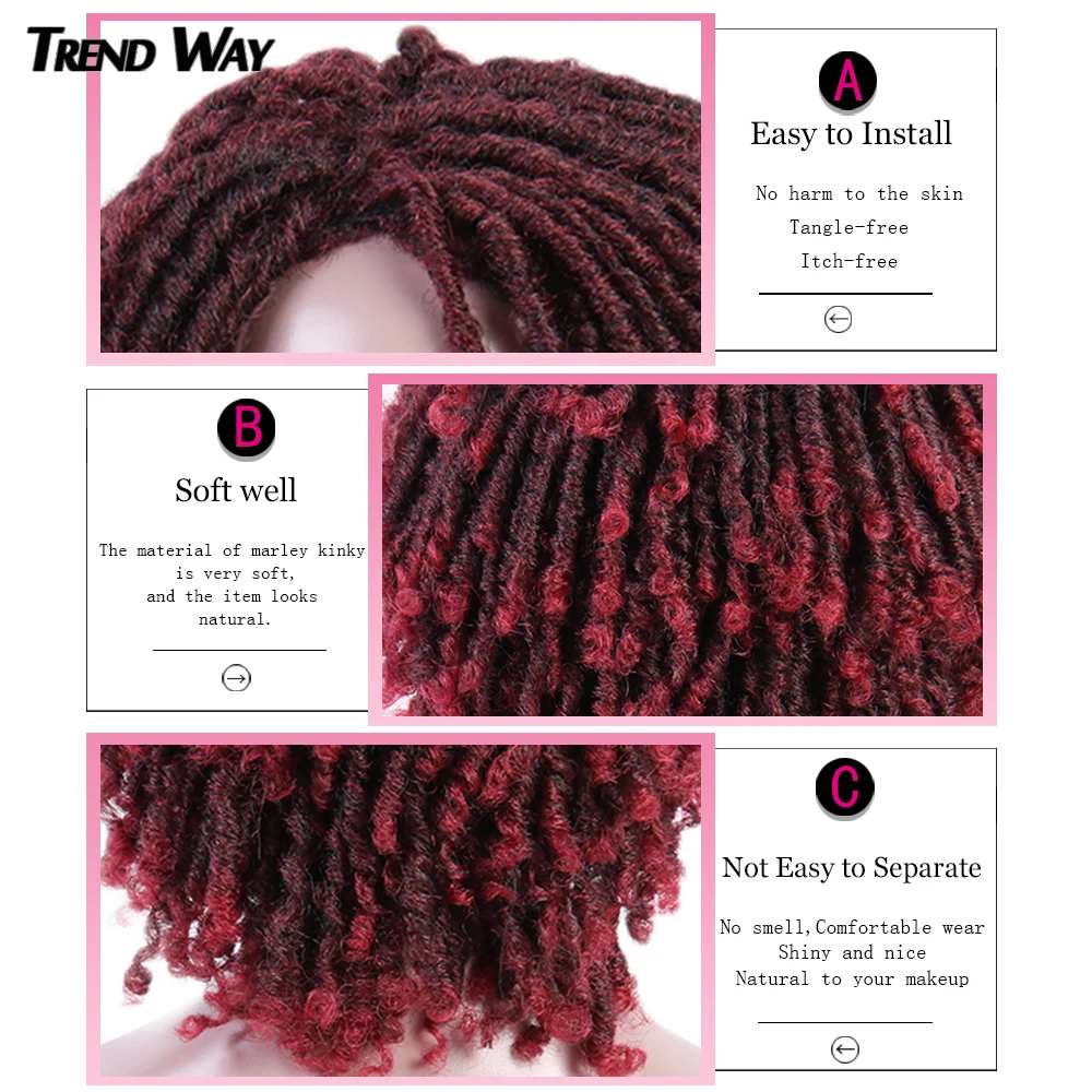 

14inch Braiding Dreadlock Synthetic Wigs Medium Ombre Curly Hair Wigs Faux Locs Wig High Temperature Fiber For Women For Men