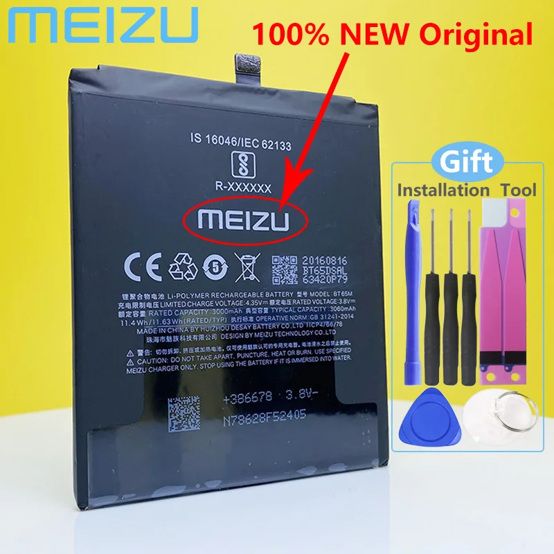Meizu 100% оригинальный MX6 телефон BT65M 3060 мАч новый высококачественный аккумулятор +