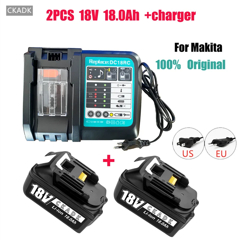 

BL1860 Rechargeable Battery 18 V 18000mAh Lithium ion for Makita 18v Battery BL1840 BL1850 BL1830 BL1860B LXT 400 + 3A Charger