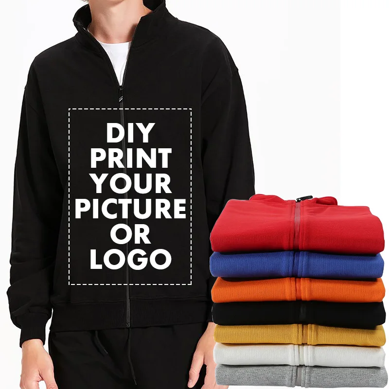 

DIY Print Photo Design Your Own Sweatshirt For Men Women Solid Casual Hoodie Pullover Unisex 100% Cotton Customized Clothes