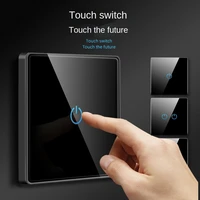 depoguye 1gang1way touch light switch socket panel household wall touch toughened glass switch 86mm86mm ac110 250v