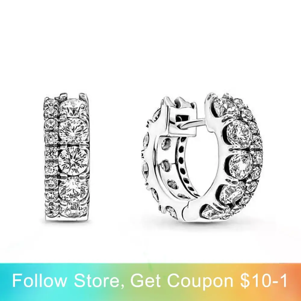 

Ahthen 925 Sterling Silver Stud Earrings Surround Ten drills Earring Cubic Zirconia Statement Stud Earrings Women Earrings