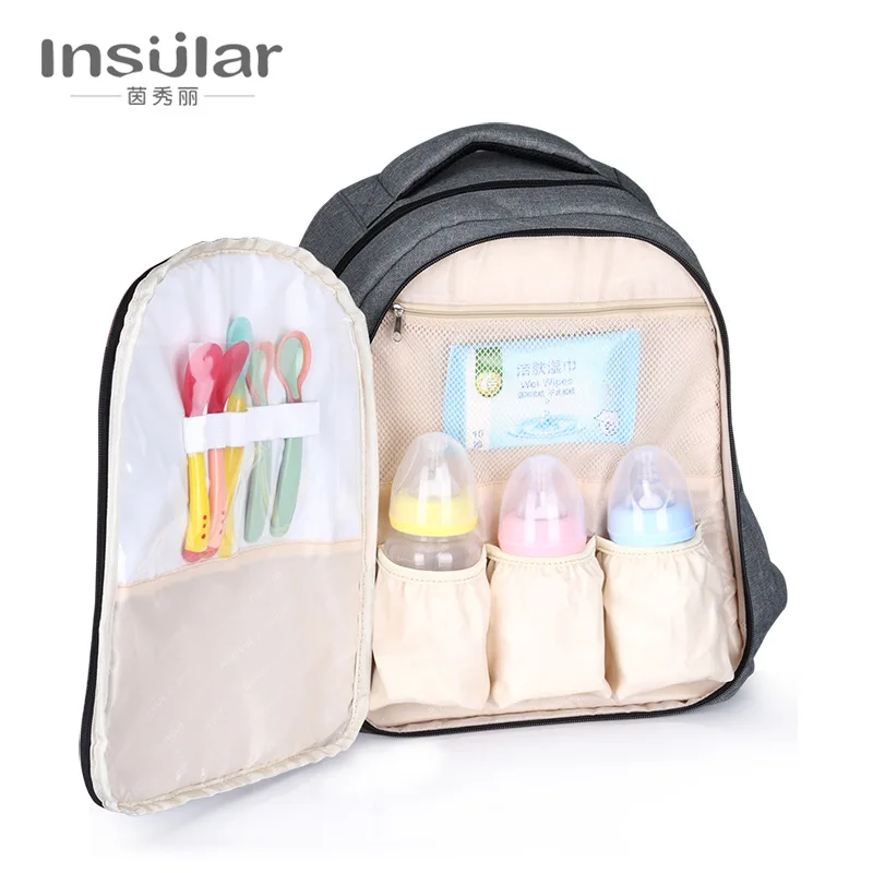 

Multifunctional cotton and linen double shoulder mommy bag waterproof maternal and child backpack mom bag backpack waiting bag
