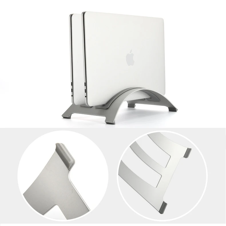 Вертикальная алюминиевая стойка для ноутбука, экономящая пространство, с антипрокручивающимся держателем для всех ноутбуков Apple MacBook Pro Air Retina от 11 до 17 дюймов.