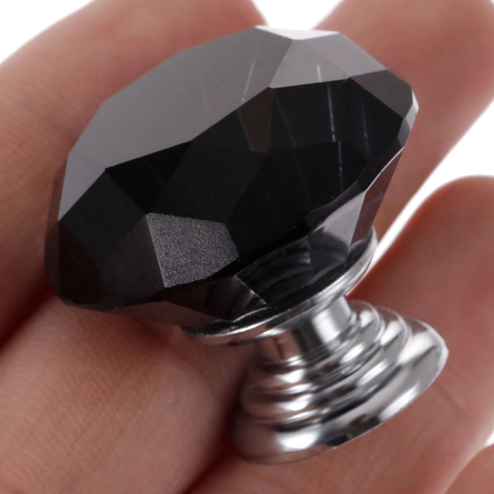 Ручка стеклянная с кристаллами и стразами для дверей шкафов 2 шт. 30 мм мебельная