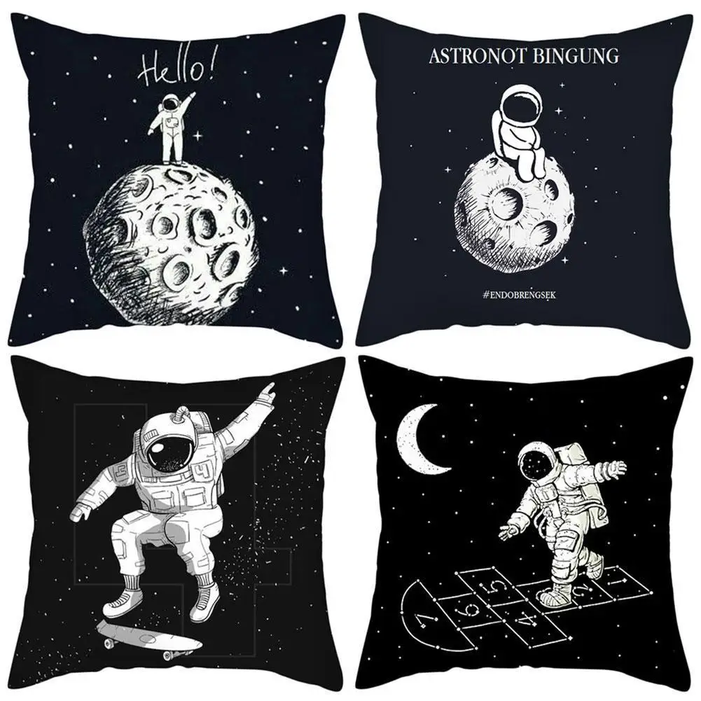 

Astronaut Pattern Sofa Decorative Pillow Cover Cushion Cover Polyester Throw Pillowcase Home Decor Car Cushion Cover Cute Pillow