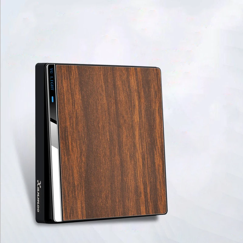 Настенный переключатель питания L77, 250 В, 1/2/3/4 клавиши, 1/2 канала, 86*86 мм, Античная имитация древесины, с флуоресцентным индикатором