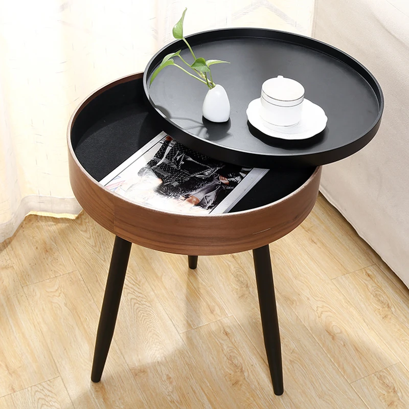 

Solid wood Nordic creative coffee table simple side sofa side table corner several bed round table
