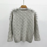 women ladies knitted real fur sweater winter genuine fox fur coat new fashion cashmere wool jacket