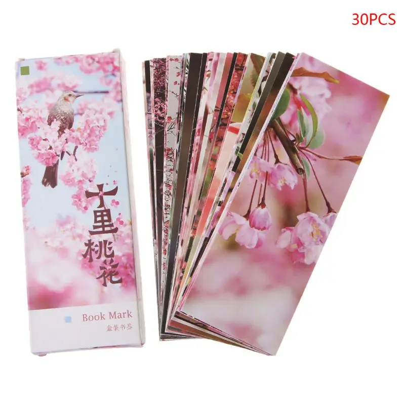 

30pcs Creative Chinese Style Paper Bookmarks Ten Mile Peach Blossom Painting Cards Retro Beautiful Bookmark Commemorative Gifts