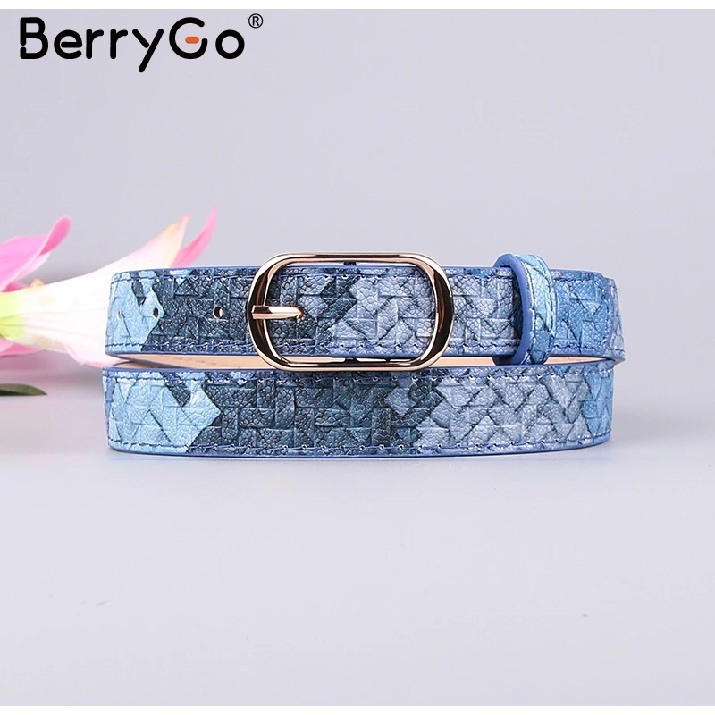 BerryGo женское платье со змеиным узором джинсы кожаный пояс принт змеиной кожи женский пояс из искусственной кожи Золотая квадратная игла пояс на пряжке