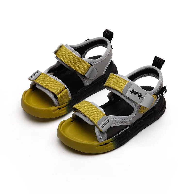 

2021 Summer Kids Boy Shoes Sandals Hook&Loop Mixed Colors Round Toe Leisure Flat Heels Non-slip Beach Sandals