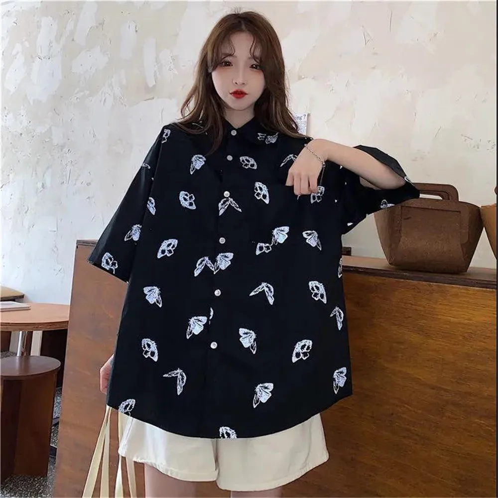 

Butterfely Blouse Shirt For Girl Funny Summer Oversize Shirt Women Harajuku Reflective Tops Tee Hip Hop Korean Clothes Shirt