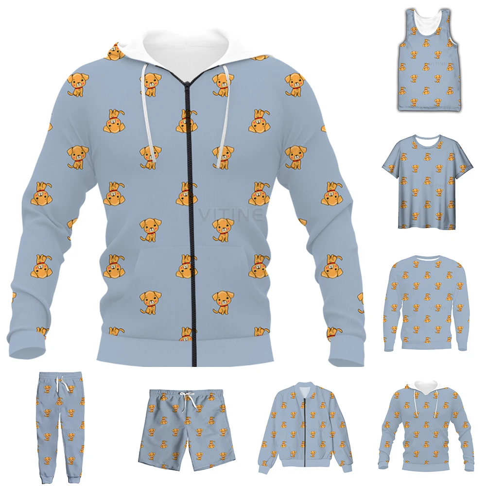 

New Funny 3D Full Print Animal Dog T-shirt/Sweatshirt/Zip Hoodies/Thin Jacket/Pants Four Seasons Casual Suit V58