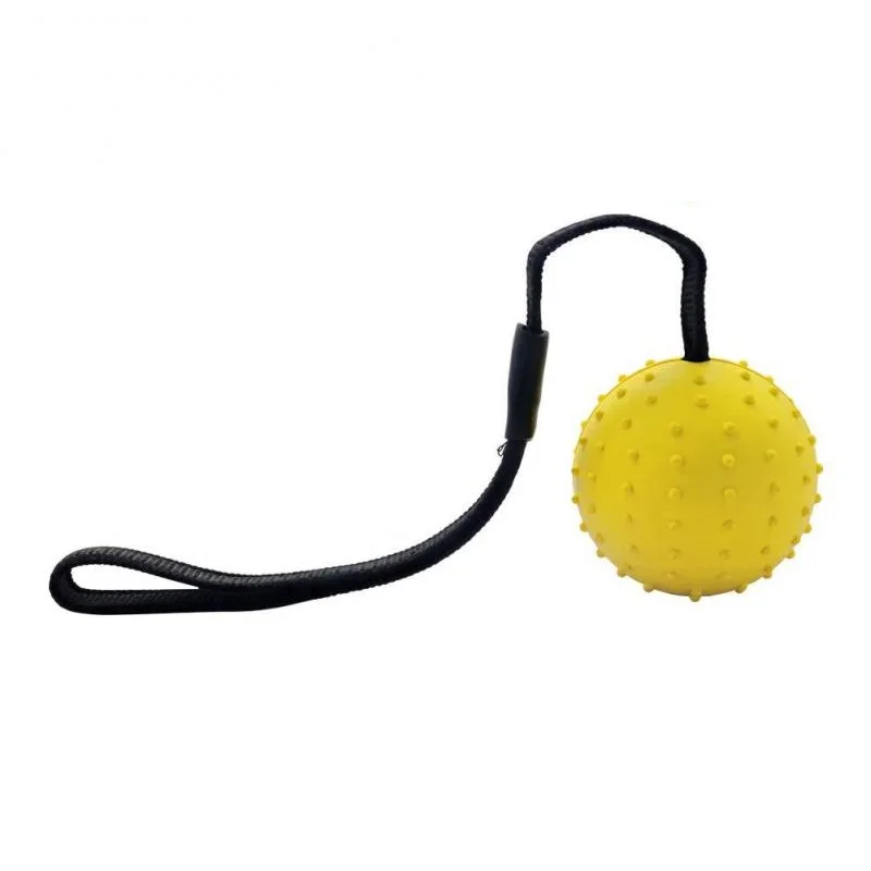 

Dog Rubber Spike Ball Pet Bite-Resistant Teeth Toy Ball Black Nylon Rope Toy Elastic Interactive Training Toy