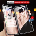 Магнитный металлический чехол для iPhone 12 11 Pro XS Max X XR 12 Mini 7 8 6s Plus SE 360, двухсторонний стеклянный Магнитный чехол 2020