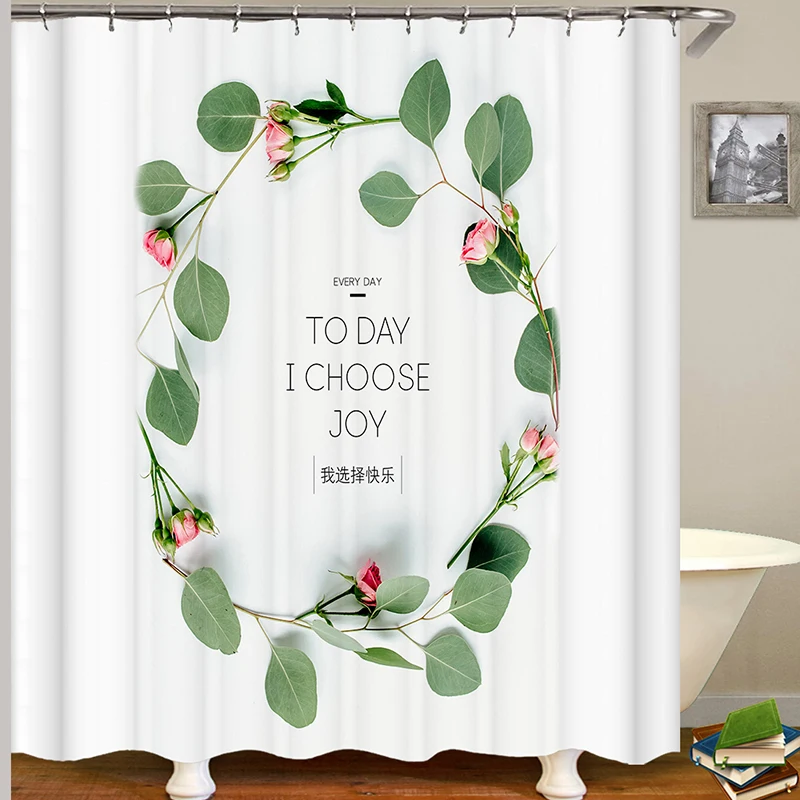 Роза цветок занавеска для душа белое Новое поступление ванной из полиэфира