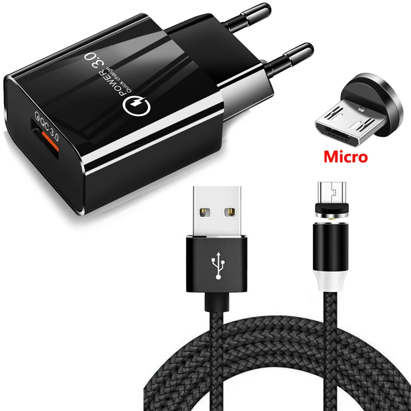 Магнитный кабель Micro USB для Redmi 6 7 Huawei Y5 Y6 2018 Y7 2019 P Smart Samsung M10 J7 A7 A6 Phone QC3.0 быстрое
