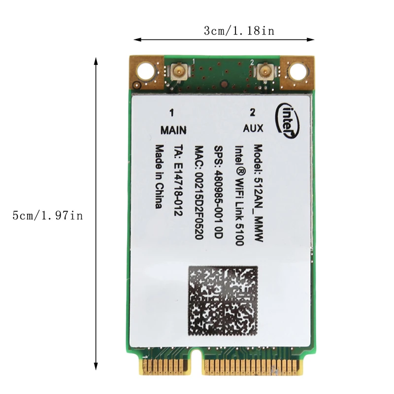 Для Link Intel 5100 WIFI 512AN_MMW 300M Mini PCI E плата Wireless WLAN Card 2 4/5GHz|Сетевые карты| |