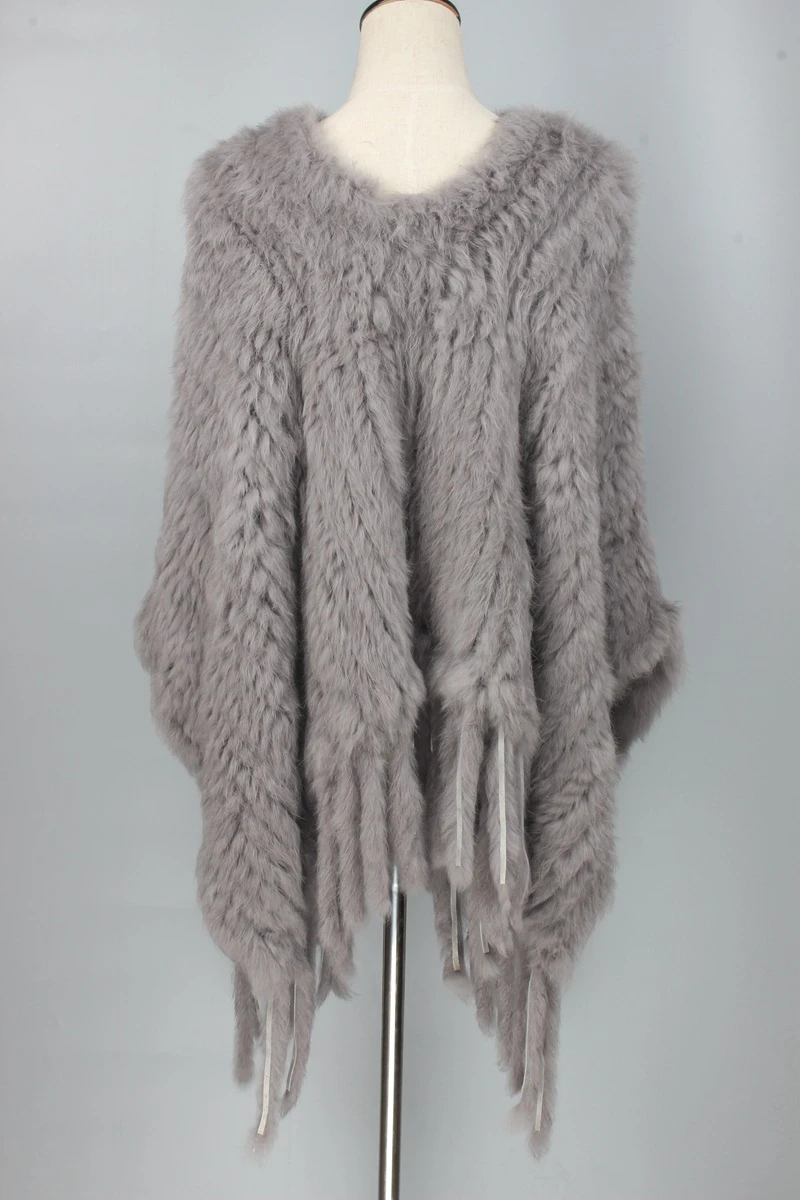 ZDFURS * новый вязаный кроличий мех пончо с кисточками из кроличьего меха Пончо