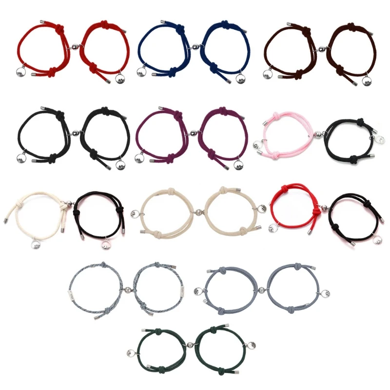 2 шт. дружбы сплетеный расстояние пара магнитный браслет с набором