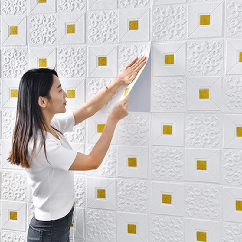 

3D Wall Stickers Ceiling Stereo Panel Roof Decoration Foam Wallpaper Waterproof DIY Home Decor Living Room Bedroom TV Background