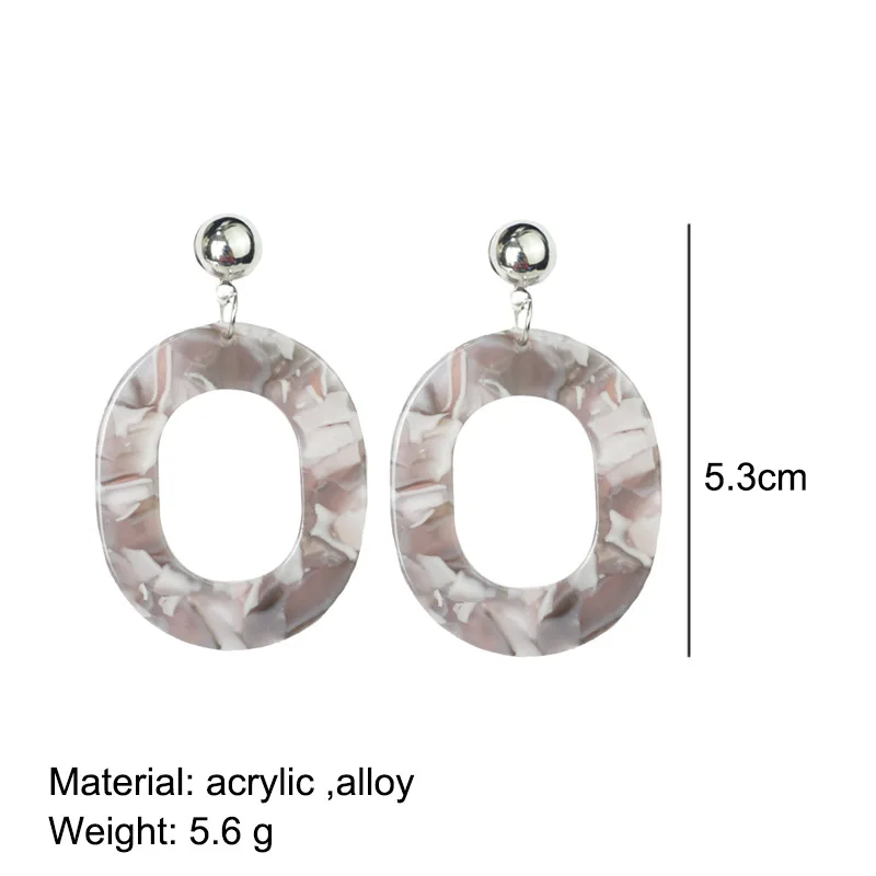 Новые модные круглые акриловые серьги Cpop для женщин цветные прямоугольные серые