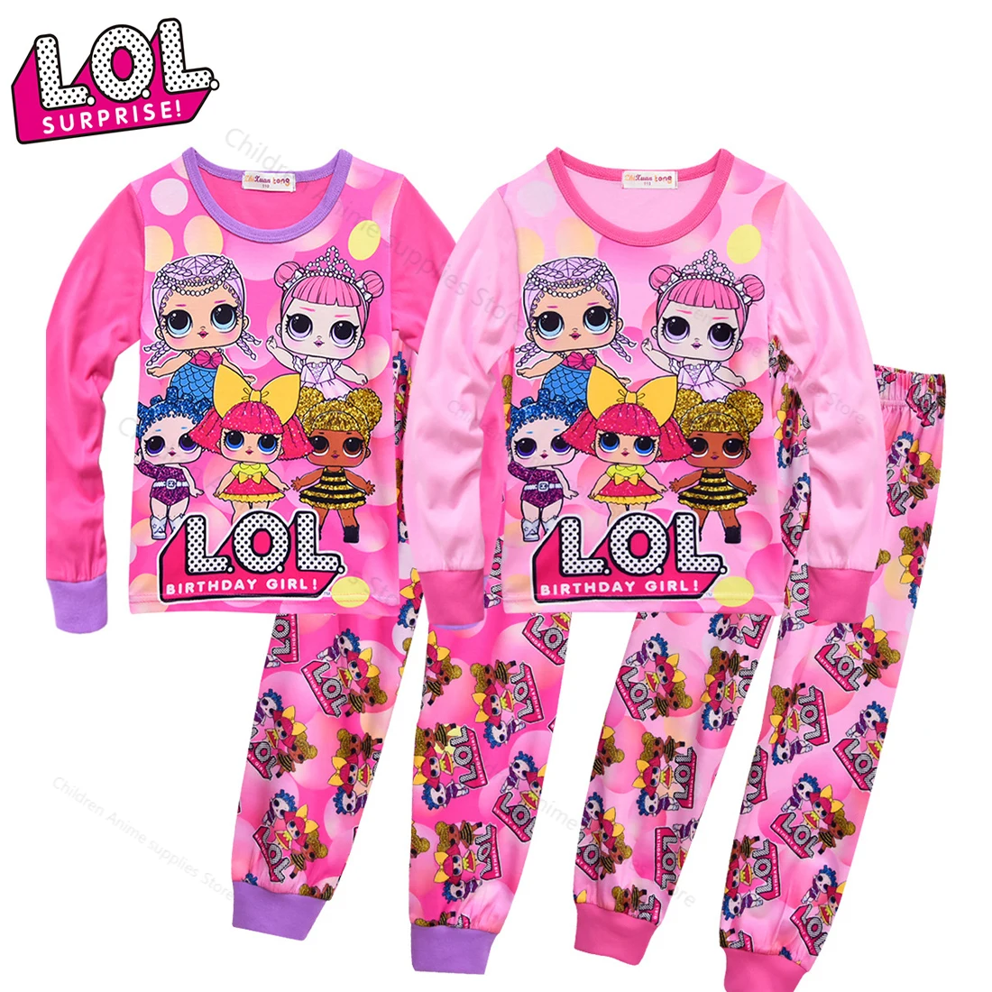 2020 Autumn and Winter New LOL Surprise Dolls Girls Pajamas Set Cotton Sleepwear Children Clothes Christmas Pajamas Gifts