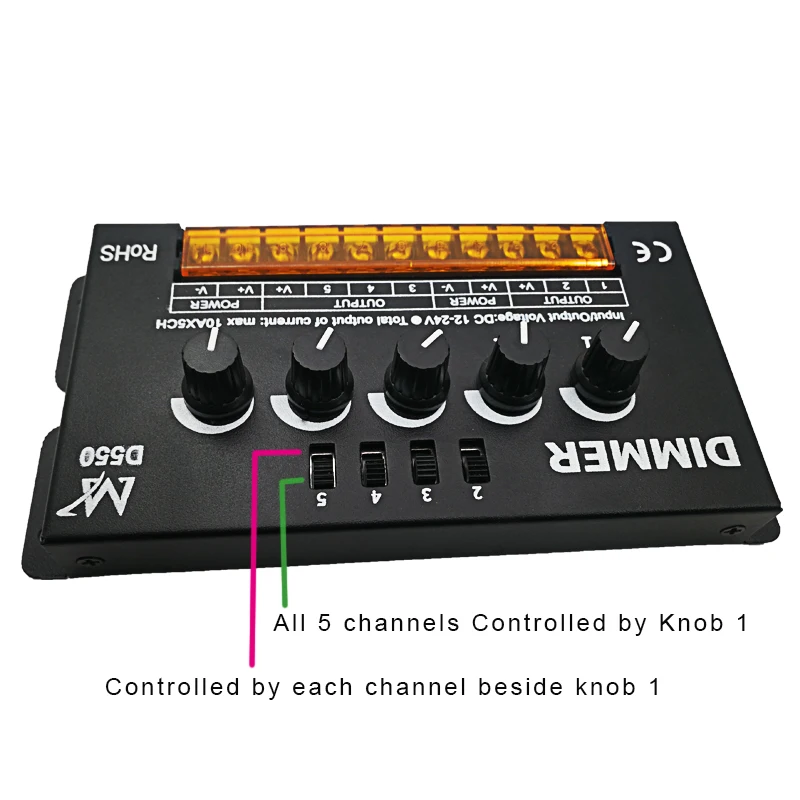 New 50A LED Strip Dimmer 12V 24V 1200W Max Big Power For Single String Switch Knob Control Electric Shock Cover Light Regulator | Лампы и