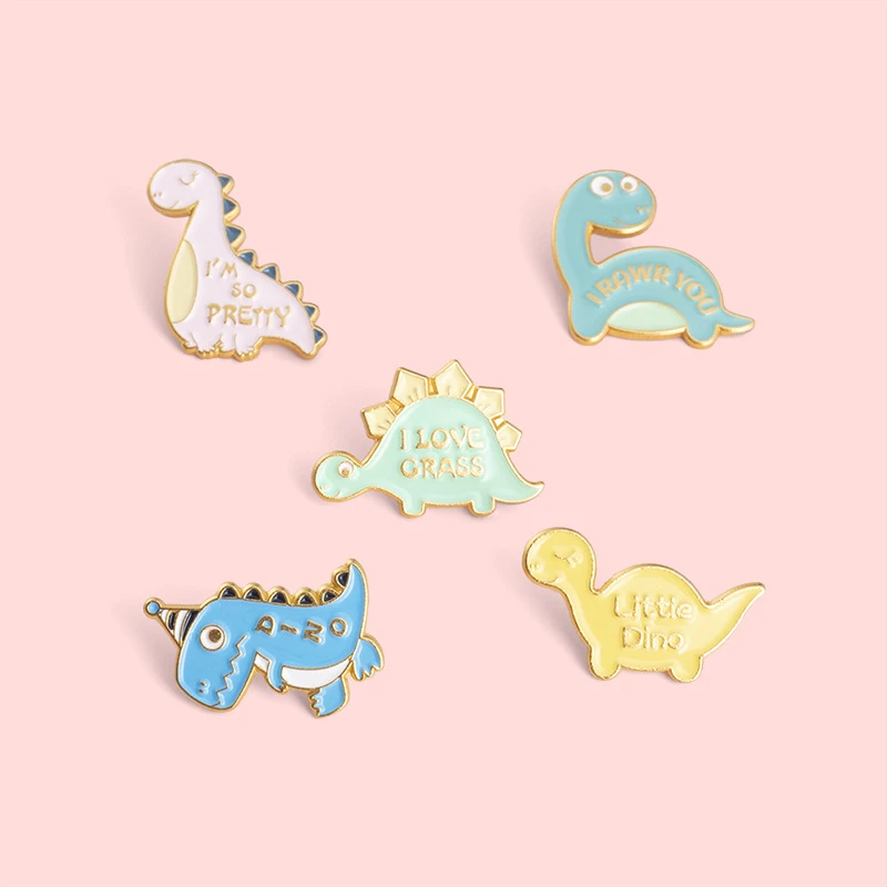 

New Product Simple Cartoon Cute Dinosaur Metal Enamel Brooch Exquisite And Small Tyrannosaurus Ridgeback Badge Pin Jewelry Gift