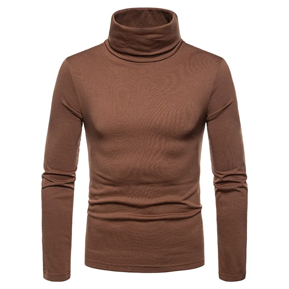 

Autumn and Winter Bottoming Shirt Men Turtleneck Pullover Sweater Solid Plush Velvet Warm Undershirt High-Neck Long-Sleeved Shir