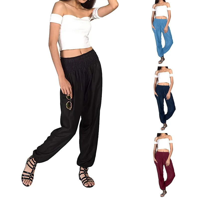 Women Pants Pant Elastic Waist Summer Loose Fashion Trousers With Pocket Gymwear Classic Baggy Oversize Ladies | Женская одежда