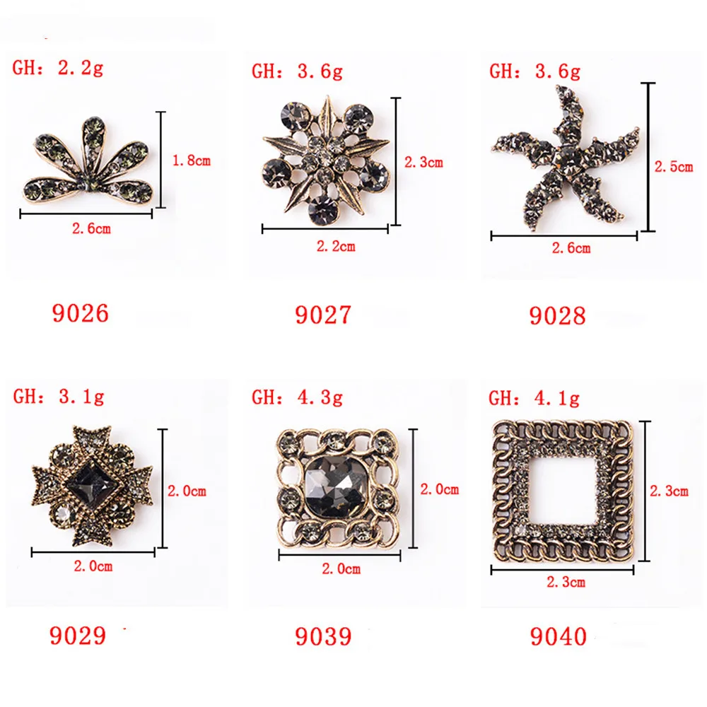 Черные пуговицы Стразы для украшения 10 шт. винтажные металлические одежды