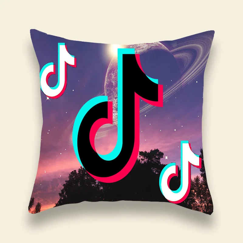 

Tik Tok Super Soft Pillowcase Video APP LOGO Cushion Home Car Wedding Christmas Short Plush Decoration Pillowcase