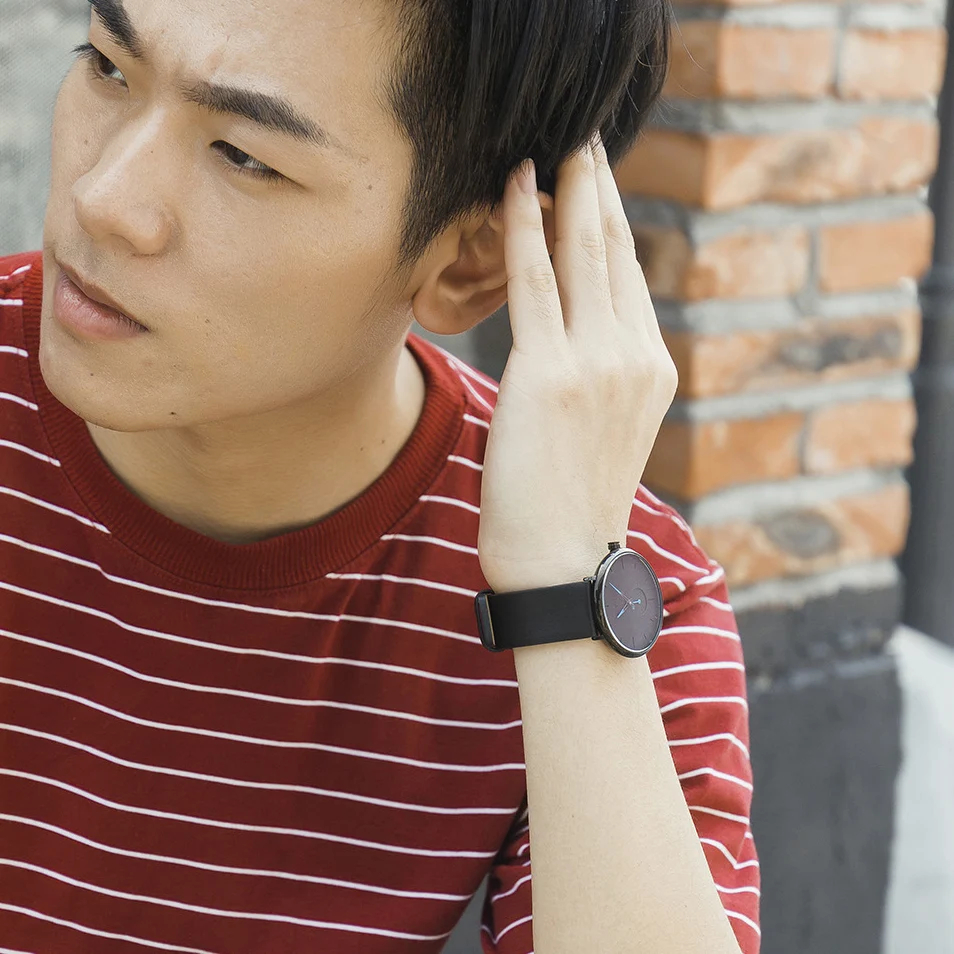 

NO.2 Brand Simple Men Genuine Leather Quartz Watches Lover's Woman Big Dial Sport Wrist Watch