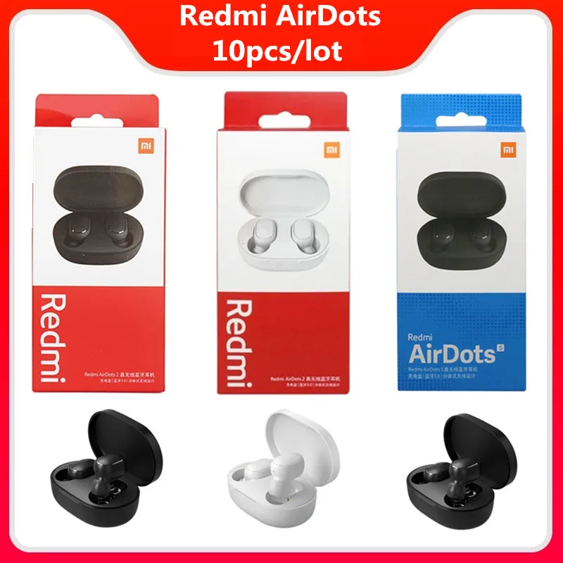 

TWS-наушники Xiaomi Redmi Airdots 2, 10 шт./лот, гарнитура Airdots S, Bluetooth 5,0, наушники с микрофоном, гарнитура, беспроводные наушники Mi True
