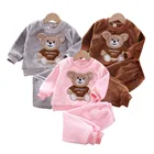 Модная одежда для младенцев зимний фланелевый теплый костюм для малышей Повседневная одежда для маленьких девочек свитер с рисунком + штаны комплект пижамы для мальчиков из 2 предметов