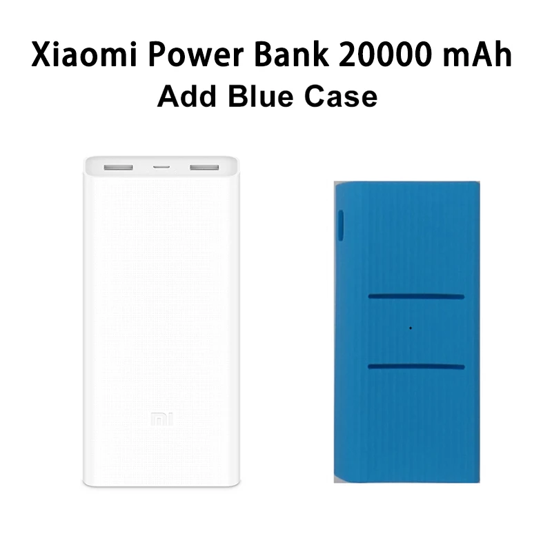 Mi 20000 BU Case Внешний аккумулятор Xiaomi, 20000 мА/ч, 2C, внешний аккумулятор, портативная зарядка, двойной USB QC3.0Mi, 20000 мА/ч, внешний аккумулятор, зарядное устройство для телефона - Цвет: Mi 20000 BU Case