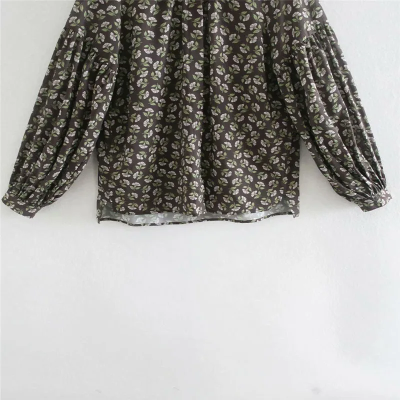 

High Quality Women Vintage Shirt 2021 Autumn Casual Print Turn-Down Collar Shirts Blouses Loose Ladies Long Sleeve Blusas Tops