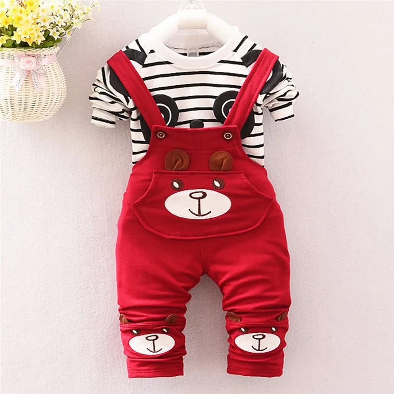 Autumn Winter Toddler Kids Baby Boys Girls Warm Clothing Sets Long Sleeve Panda Print Tops+Pants Overalls Boy Girl Suits Outfits | Детская