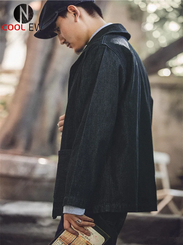 

Мужская джинсовая куртка Amekaji, винтажная голубая джинсовая куртка в американском стиле, 2022AW