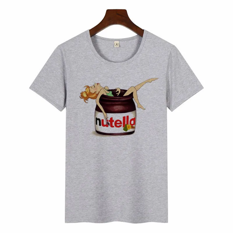 p1574-12-grey Nutella Kawaii футболка с принтом женская 90s Harajuku Ullzang модная футболка графическая Милая мультяшная футболка корейский стиль Топ Тройники женские - Цвет: p1574-12-grey